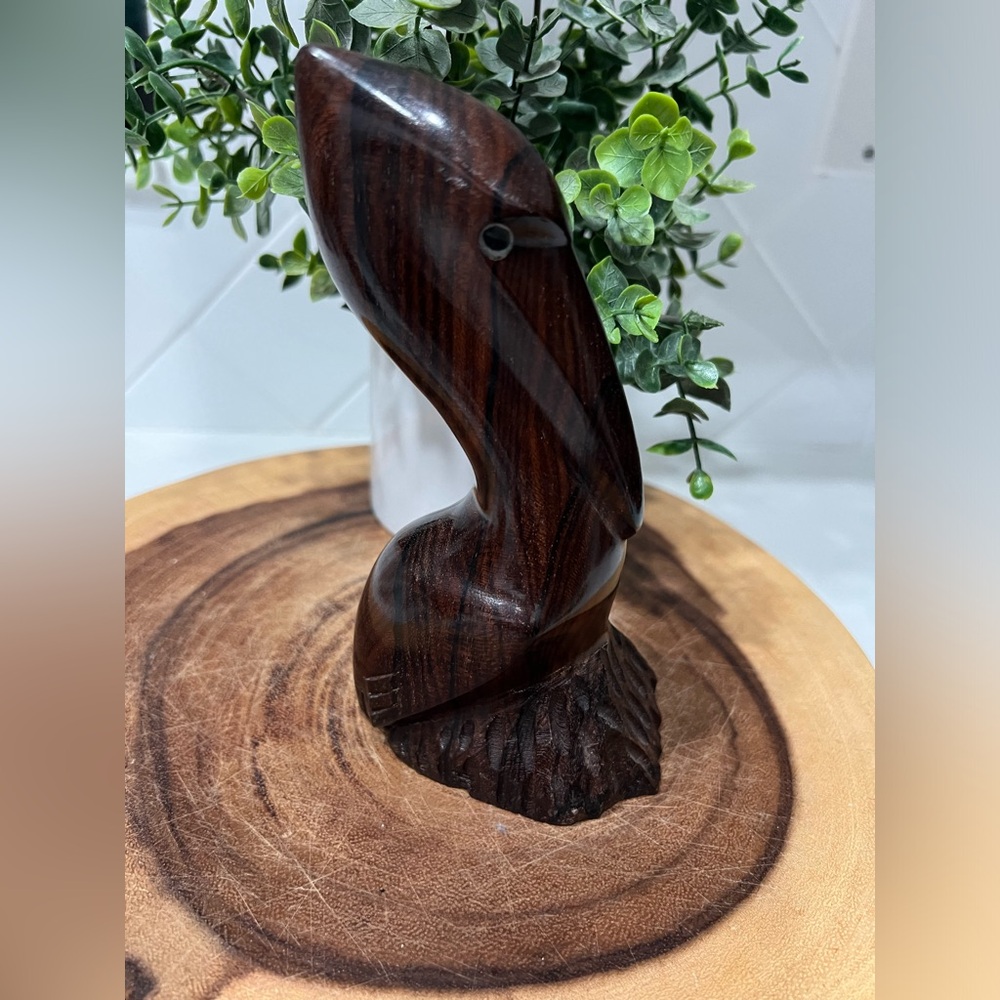 Pelican Hand Carved Wood Ironwood Figurine 7” Tall